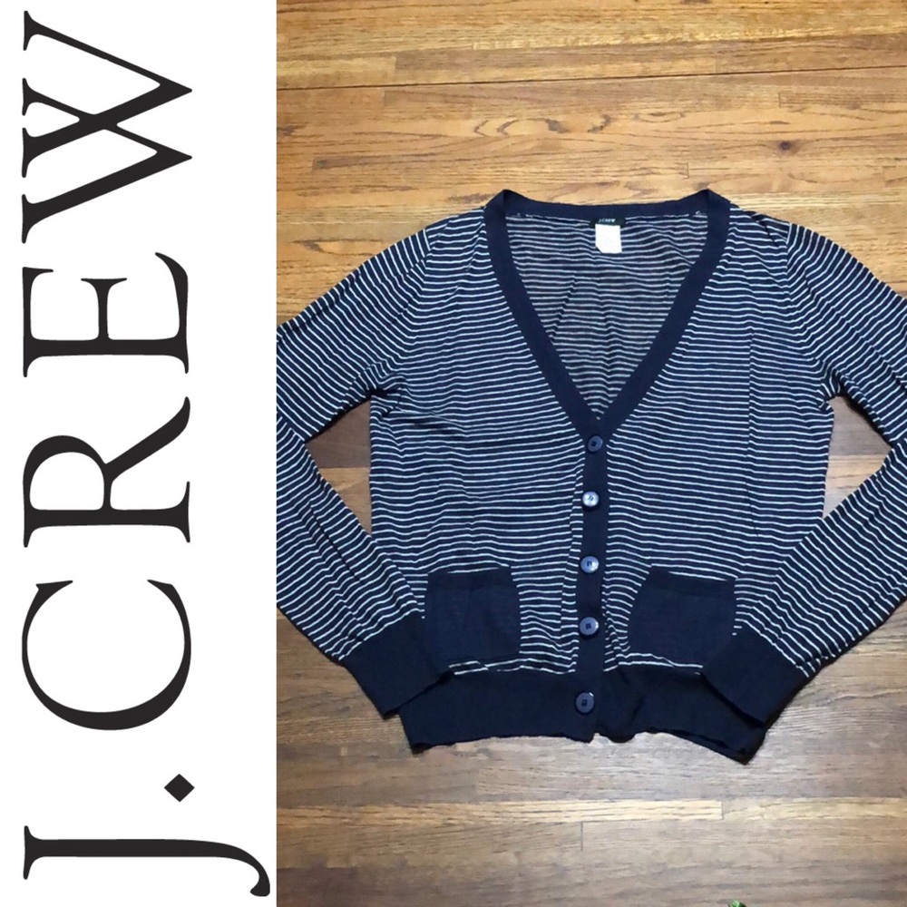 EUC J.Crew Nautical Stripe Linen Cardigan